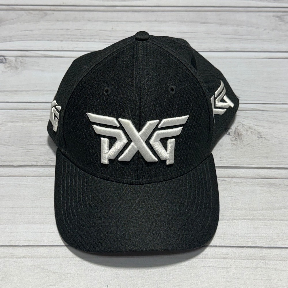 PXG New Era 39THIRTY Golf Hat Mens Medium Large Black Embroidered Stretch Fit